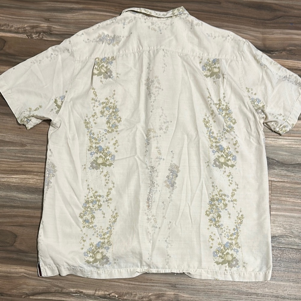 Tommy Bahama Shirt Mens XXL Cream Silk Floral Hawaiian Camp Button Up - Picture 14 of 15